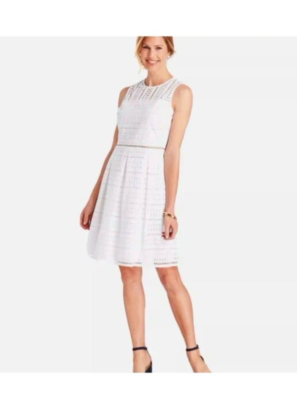VINEYARD VINES White Eyelet Fit and Flare Dress - Picture 4 of 8